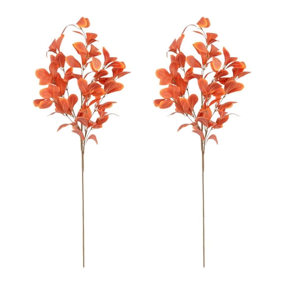 2pc Silk Orange Eucalyptus Stems - for Fall Decor - Factory Direct Craft