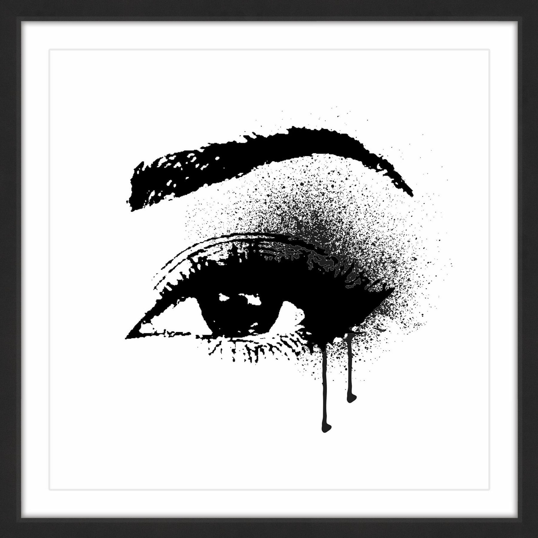 "Black Drip Eye" Framed Painting Print