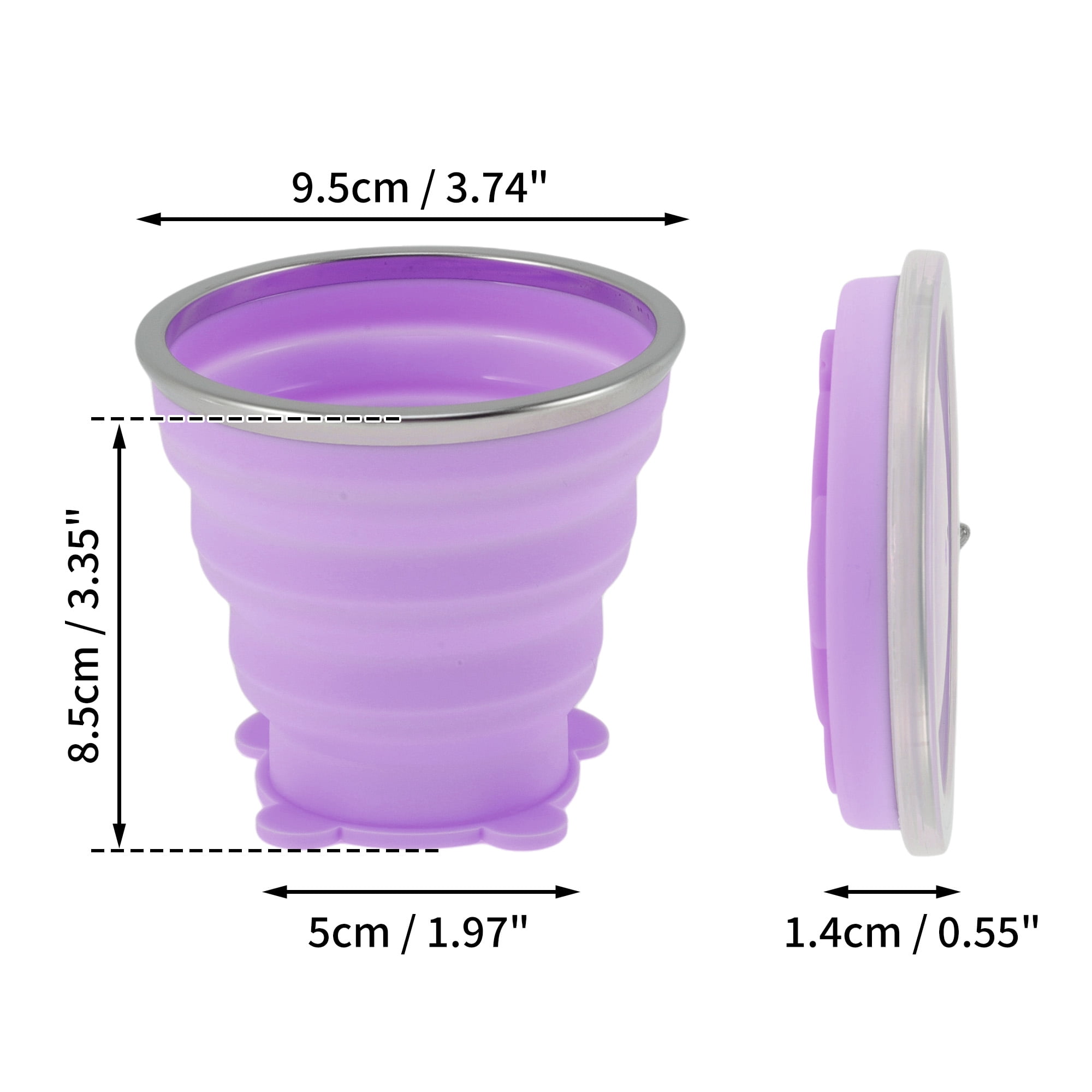 Unique Bargains Folding Cup Bears Design Collapsible Cups 1 Pc  Purple 270ml