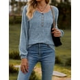 thumbnail image 2 of Button Up Blouses Tops for Women Elegant Lantern Long Sleeve T-Shirts Ribbed Knitted Tunic Tee Shermie, 2 of 6