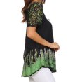 thumbnail image 4 of Sakkas Cora Relaxed Fit Batik Design Embroidery Cap Sleeves Blouse / Top - Navy / Green - Plus Size, 4 of 5