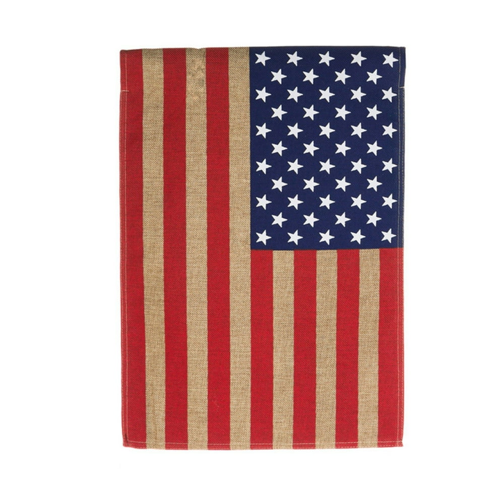 Evergreen Flag Burlap American Flag