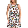 thumbnail image 1 of Balery Cute Butterfly Vestidos de verano para mujer con estampado: vestido holgado sin mangas, vestido playero informal y cómodo para días calurosos., 1 of 7