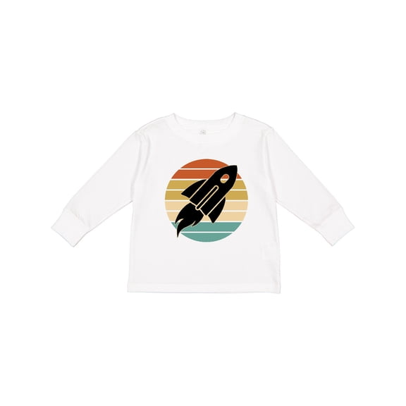 Inktastic Space Rocket Retro Sunset Boys or Girls Long Sleeve Toddler T-Shirt