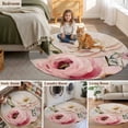 thumbnail image 5 of Pink White Spring Floral Round Area Rug 3.3 FT, Non Slip Small Entryway Kitchen Mat, Vintage Flowers Watercolor Washable Soft Circular Rug Non-Shedding Door Mat for Bathroom Playroom Kids Room, 5 of 9