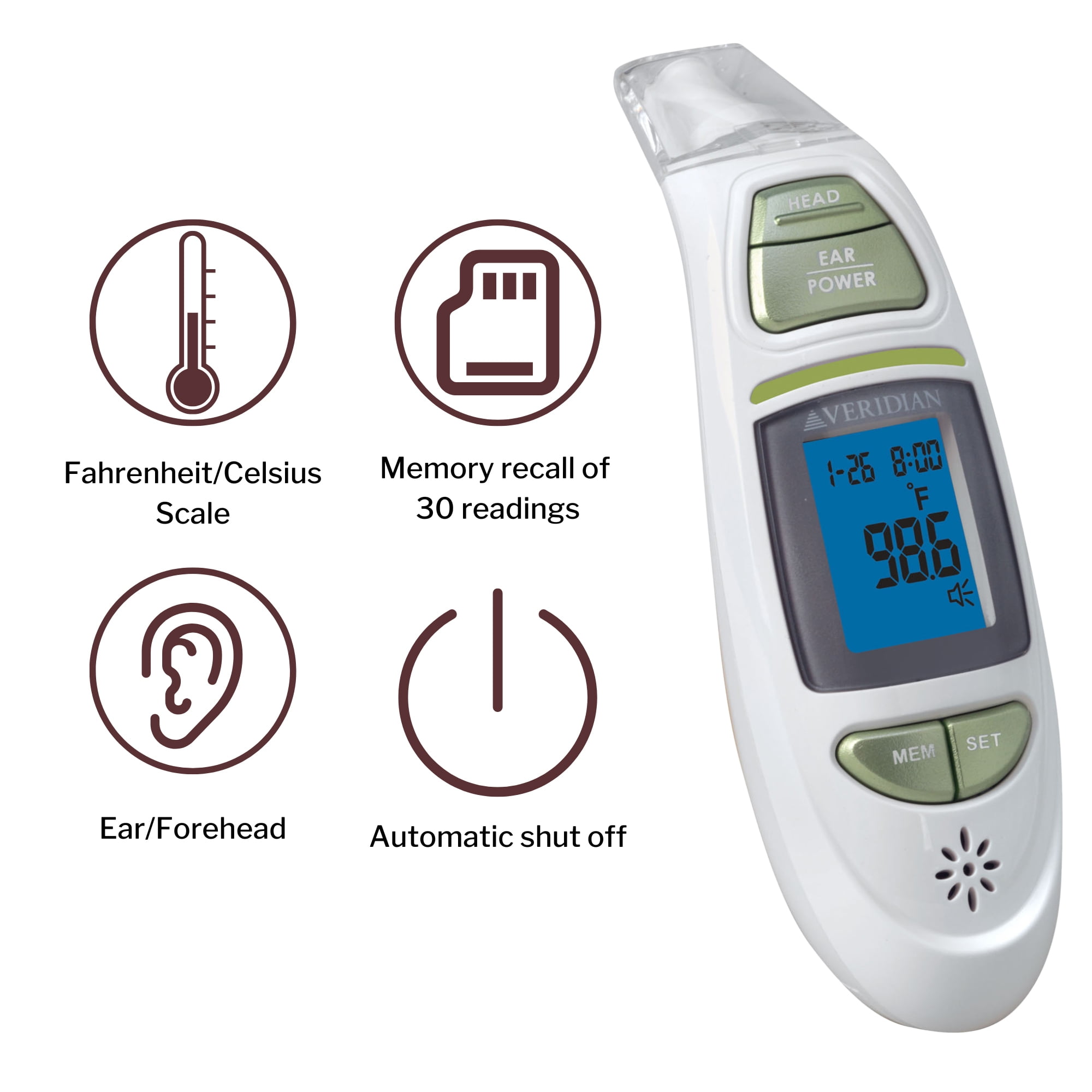 Talking Ear & Forehead Infrared Thermometer 09-342 by Veridian