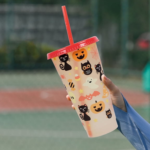 ZMKIAG Halloween Color Changing Cups, Reusable Tumbler with Lid and Straw, Party Cup for Home, Office, Bar, Cafe, Kitchen, School and Festival Decorations