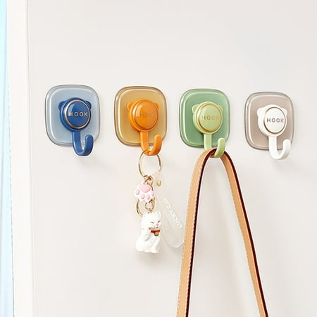 

Cartoon Hook Strong Viscose Hook Kitchen No Punch Hook Stick Stick Hook Cute Animal Stick Hook Hanging Rack 4 Pcs