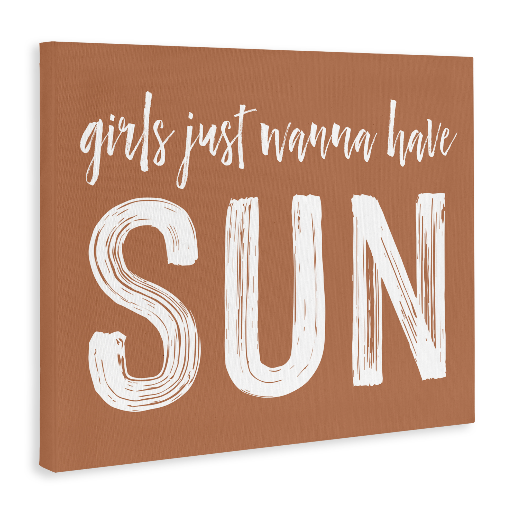Girls Wanna Have Sun Brown Canvas Wall Art, design by Lettered and Lined