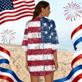 thumbnail image 6 of JULMCOMO 4th of July Lightweight Cardigans for Women Stars Stripes Half Sleeve Independence Day Kimono Cover Ups Summer Tops Wine M, 6 of 6