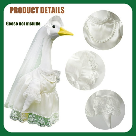 HaCpiu Wedding Porch Geese Outfits, 17.7" Goose Clothes with Bridal Dress & Veil, Spring Porch Goose with Outfits for Lawn Yard Patio Holiday Event Decor
