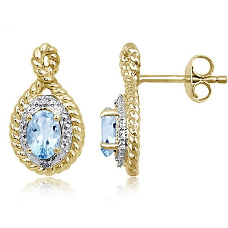 JewelersClub 1.20 Carat T.G.W. Sky Blue Topaz Gemstone and White Diamond Accent Earrings