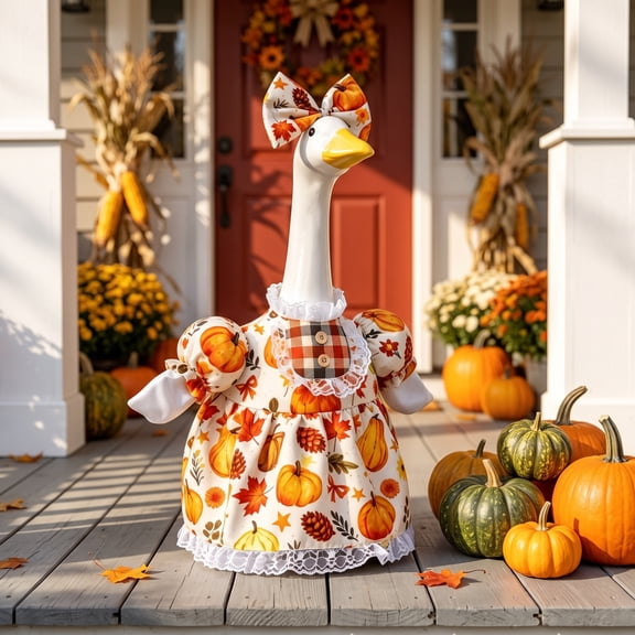 AZXY Porch Goose Outfits, Porch Goose Clothes, 23 Inch Cement Goose Clothes Dress, Goose Outfit for Thanksgiving Holiday Outdoor Garden Yard Lawn Patio Statue Decor