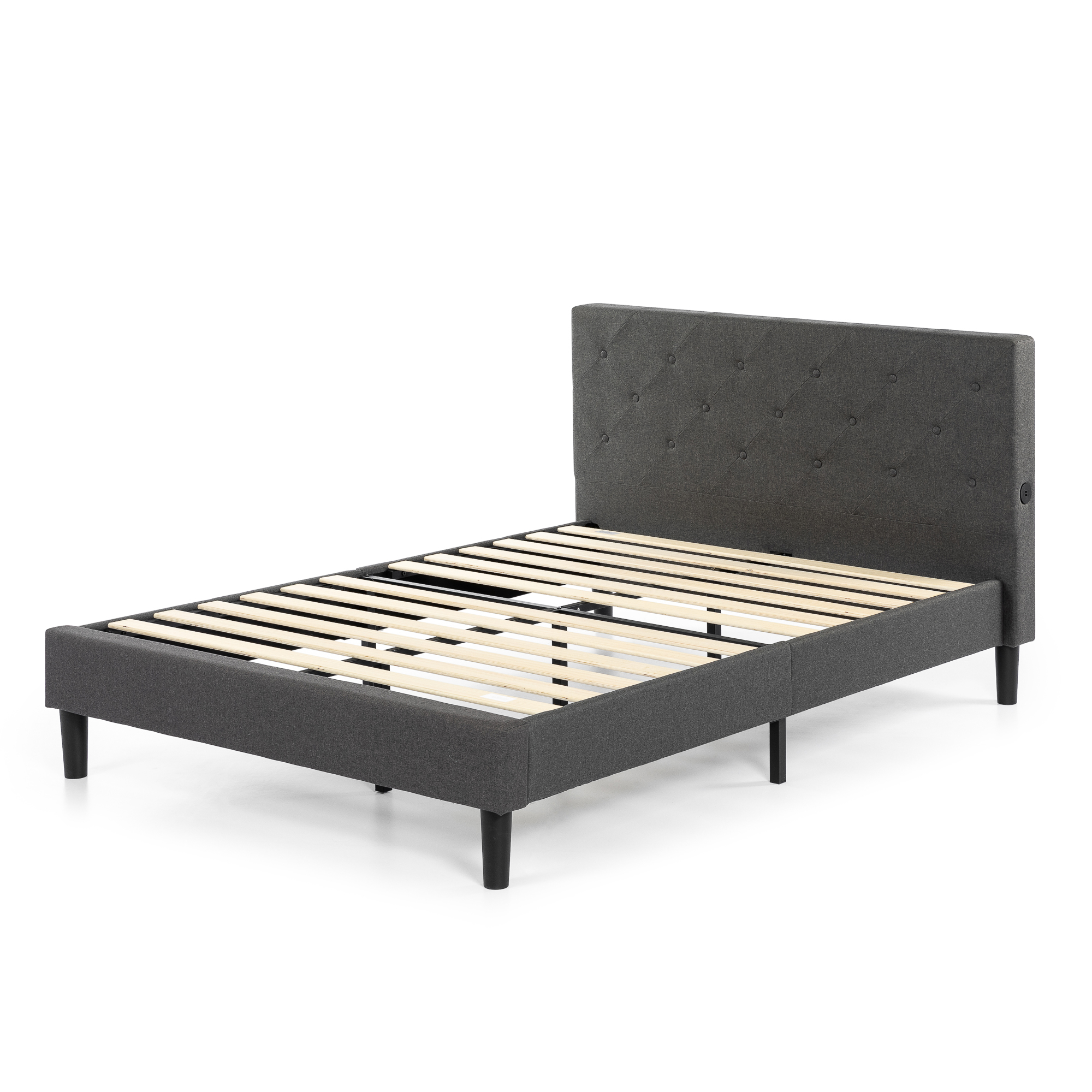 Zinus Shalini 41" Upholstered Platform Bed Frame with USB Ports, Full