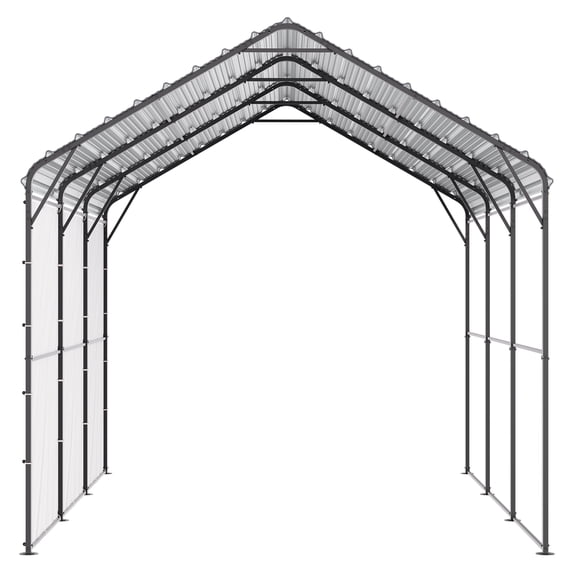 KFFKFF Durable Metal Carport, 10' x 15' Outdoor Shelter with Galvanized Steel Frame and Roof, Versatile Garage Tent with Detachable Sidewalls for Vehicles, Boats, and Equipment