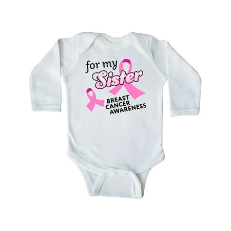 

Inktastic For My Sister - Breast Cancer Awareness Gift Baby Boy or Baby Girl Long Sleeve Bodysuit