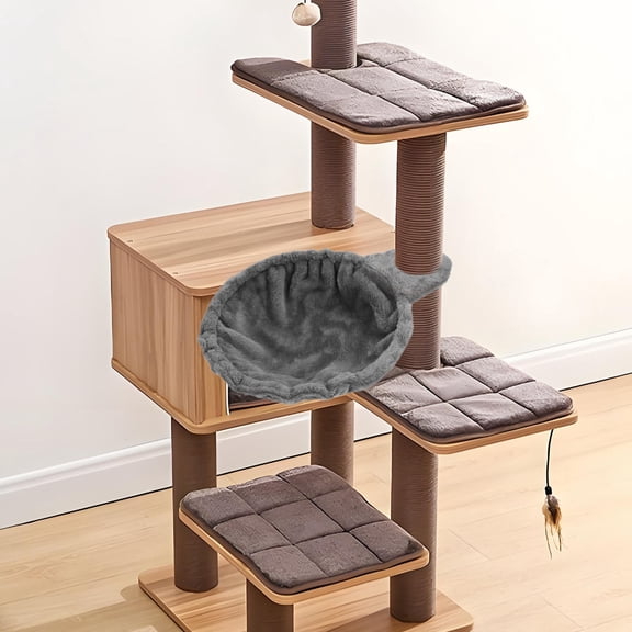 KAKOWELY cat tree hammock Cat Hammock Soft Thick Fabric Dark Grey Sleeping Pet Care 1Pcs