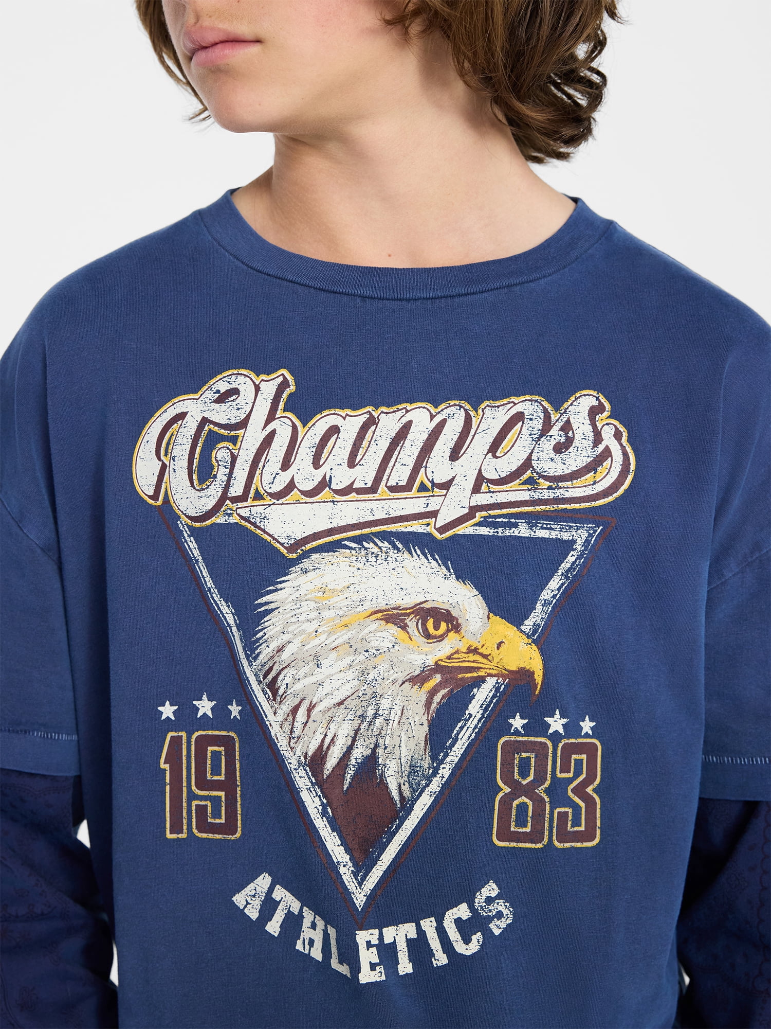 Weekend Academy Boys Layered Graphic Tee with Long Sleeves, Sizes 4-18