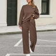 thumbnail image 2 of Wutalume Women's 2-Piece Casual Sportswear Set, Solid Color Pullover Hoodie and Drawstring Straight Leg Sweatpants, Athletic Outfit,Coffee M, 2 of 5