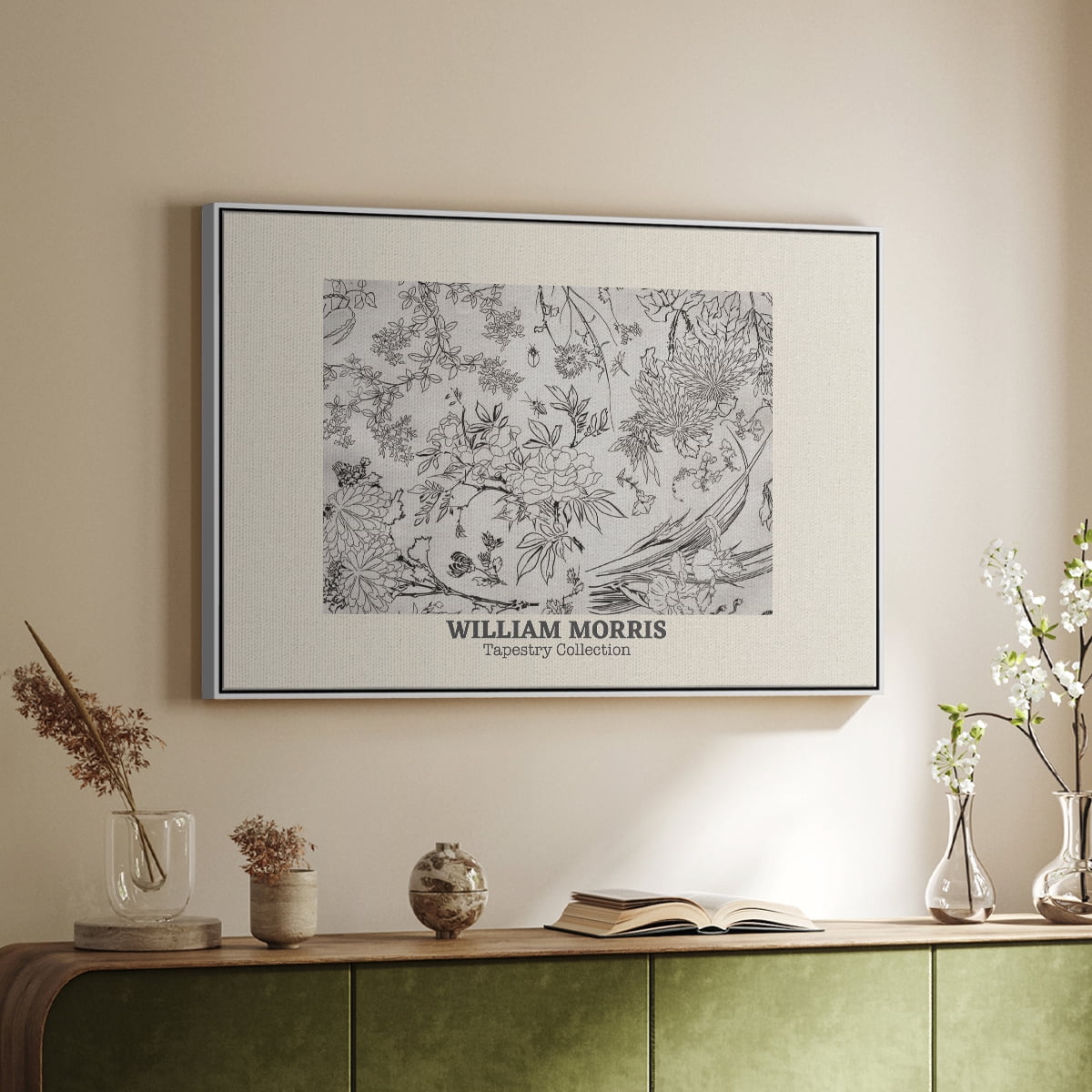Vintage Abstract Print-LII Framed in White Wood Gallery Wrapped Canvas 17 in. x 25 in.