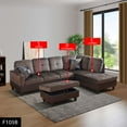 thumbnail image 2 of MAYEERTY 103.5" Dark Brown Flannel PVC 3-Piece Couch Durable Rich-Toned Living Room Furniture, 2 of 12