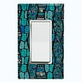 thumbnail image 1 of Metal Light Switch Plate Cover Safari African Tribal Art Pattern Teal SFR002, 1 of 13