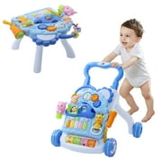 3 in 1 Piano Drum Baby Learning Walker with Sound & Light,Baby  Toddler Toys,Blue
