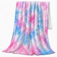 thumbnail image 2 of Pink Blue Tie Dye Spiral Center, Cheerful Retro Style for Tie Dye Fans, Bright Swirl Pattern and Friendship Gift, Soft Flannel Blanket for Bedroom and Dorm, Home Decor, 2 of 9