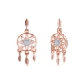 thumbnail image 3 of Natural Diamond Accent Dreamcatcher Drop Dangle Earrings For Women In 14k Rose Gold Over Sterling Silver (0.05 Cttw,I2-I3 Clarity,I-J Color), 3 of 5