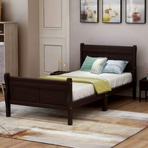Harper & Bright Designs Wood Platform Bed Twin Bed Frame Mattress Foundation, Espresso