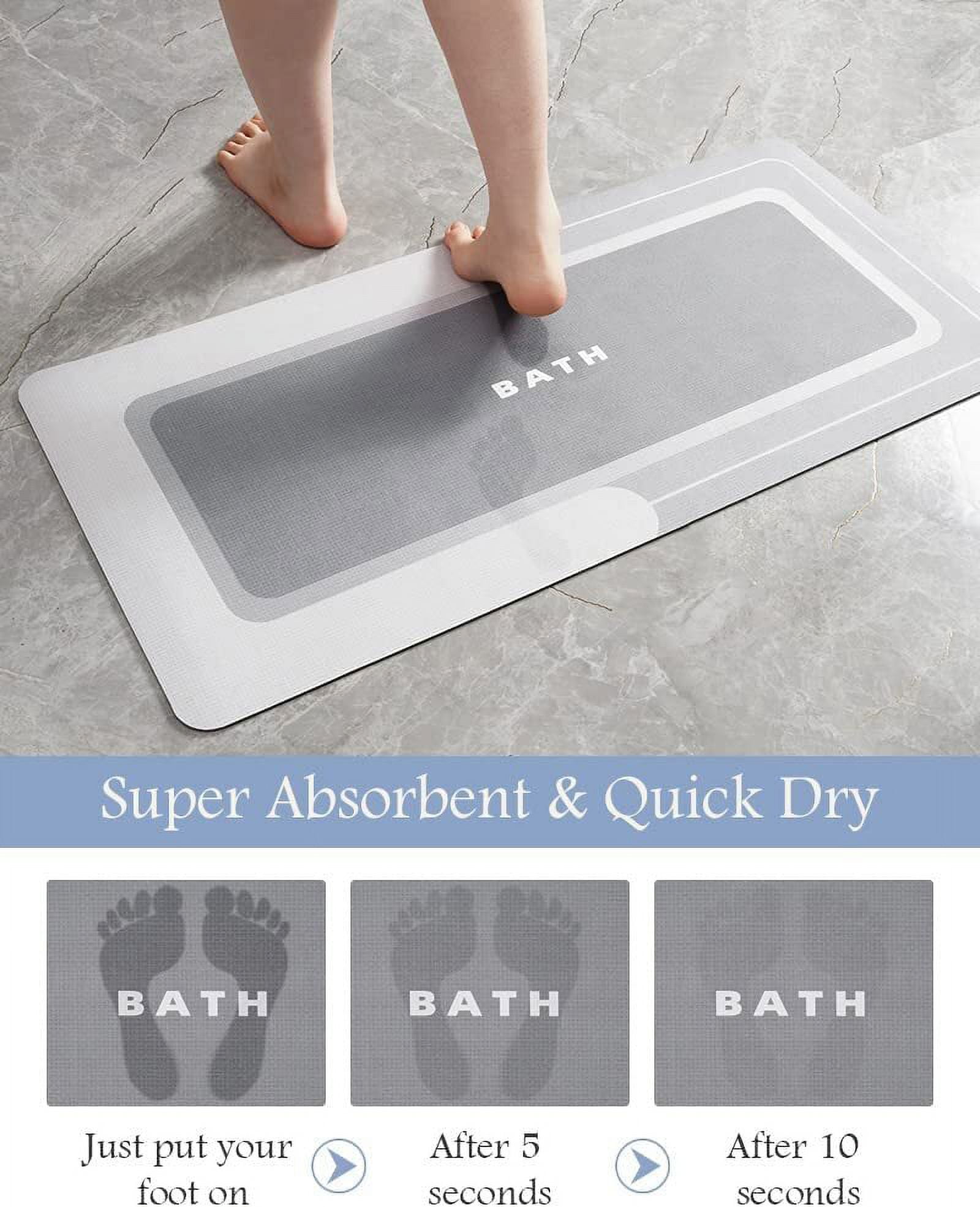 Color&Geometry Super Absorbent Quick Dry Bath Mat- 17x27.5 Non Slip Grey  Bathroom Rug- Non Shedding Easy Clean Thin Bath Rugs for Bathroom Floor