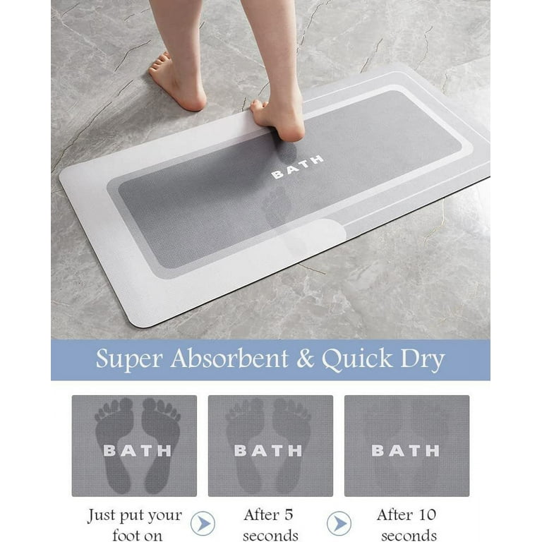MontVoo Absorbent Non Slip Bath Rug - Quick Dry Rubber Bathroom Mat Under  Door - Washable Shower Floor Mats in Front of Bathtub, Sink