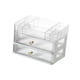 thumbnail image 5 of Caja de cosméticos, soporte para brochas de maquillaje, soporte para productos de cuidado de la piel, organizador de maquillaje para tocador transparente de 3 niveles, 5 of 9