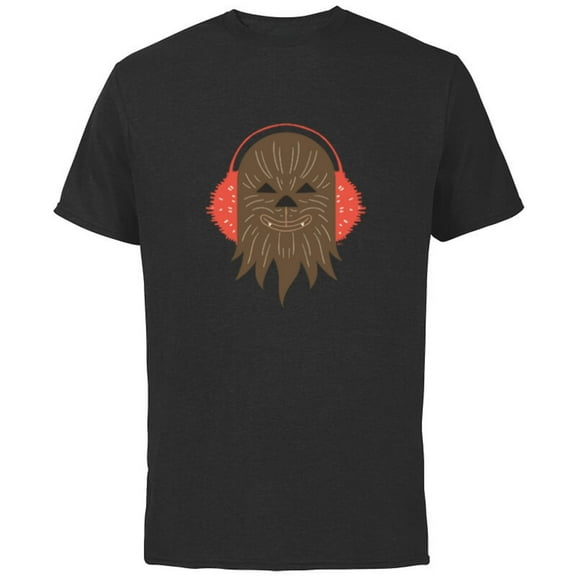 Star Wars Chewbacca Holiday Earmuffs - Short Sleeve Cotton T-Shirt for Adults - Customized-Black