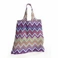 thumbnail image 2 of Chevron Reusable Portable Bag, Chevron from Small Strikes Horizontal Stripes in Contemporary Design, Fabric Market Bag Sturdy Easy to Clean Foldable Slim Design, Purple Khaki Blue, by Ambesonne, 2 of 4