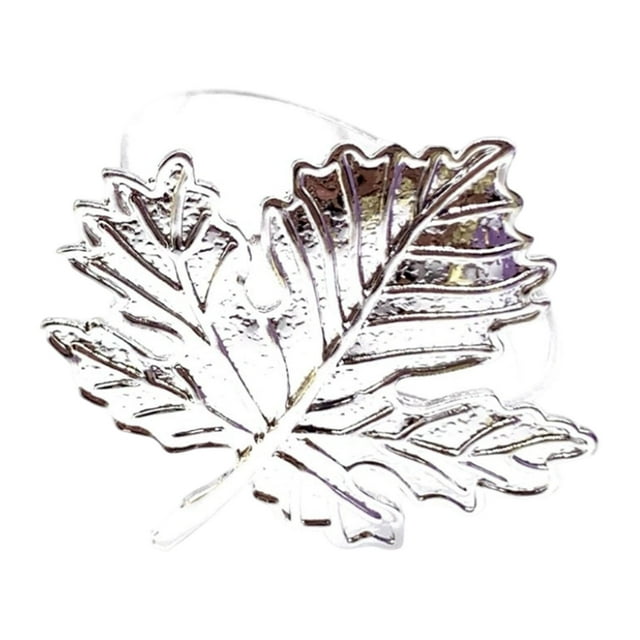 Fixing Clip 2 Systematic Holder for Autumn Tablescape and Seasonal | Maple Leaf Napkin Ring Metal Buckle Holder for Thanksgiving and Fall Table Setting Semi-Gloss Finish