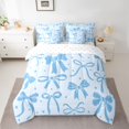 thumbnail image 2 of Feelyou Blue Vintage Bow Bedding Comforter Set 7pcs, Princess Ribbon King Bedding Sets, 2 of 8