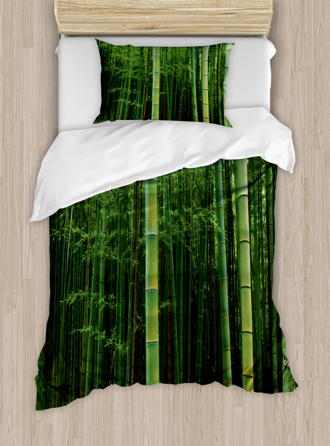 Bamboo Duvet Cover Set, Picture of a Bamboo Forest Exotic Fresh Jungle