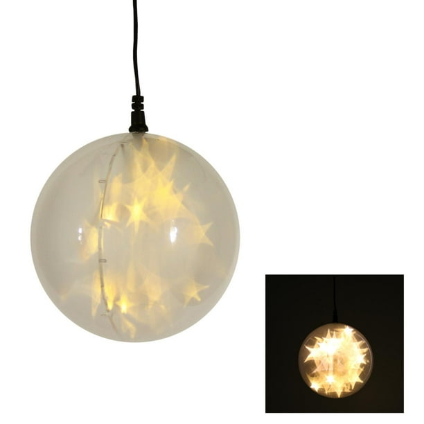 6" LED Lighted Invisilite Holographic Star Warm White Christmas Hanging