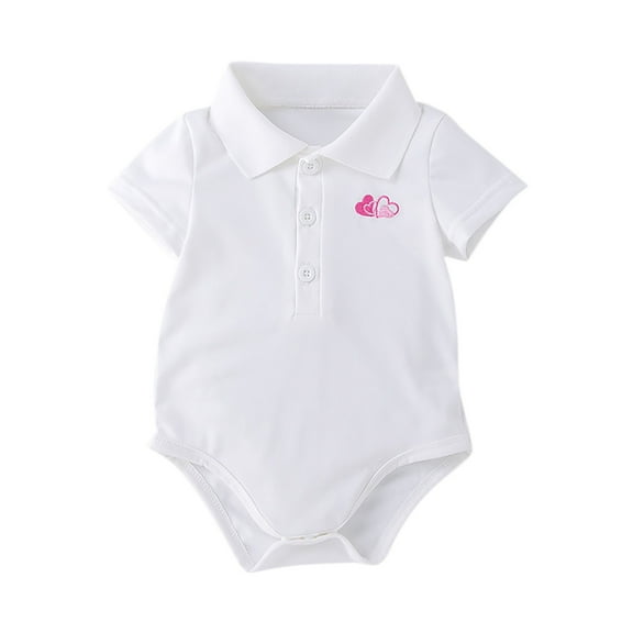 FAOWME Boys Girls Summer Casual Short Sleeve Gentlemen Embroider Bodysuits Onesie White 6-9 Months