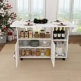 thumbnail image 3 of CQSXDA Versatile Folding Table with Built-In Storage Shelves and Wheels, 47 Inch White Design for Kitchen and Dorm Use, 3 of 14