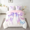 thumbnail image 2 of Erosebridal Purple Gradient Bowknot Bedding Sets Queen Size, Chic Butterfly Comforter Sets with Sheets, Princess Bedroom Decor, Reversible 7 Pieces, 2 of 4