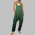 thumbnail image 4 of QATAINLAV Sleeveless Jumpsuits for Women Casual Loose Spaghetti Strap Overalls Wide Leg One Piece Pants with Pockets, Green, M, 4 of 8