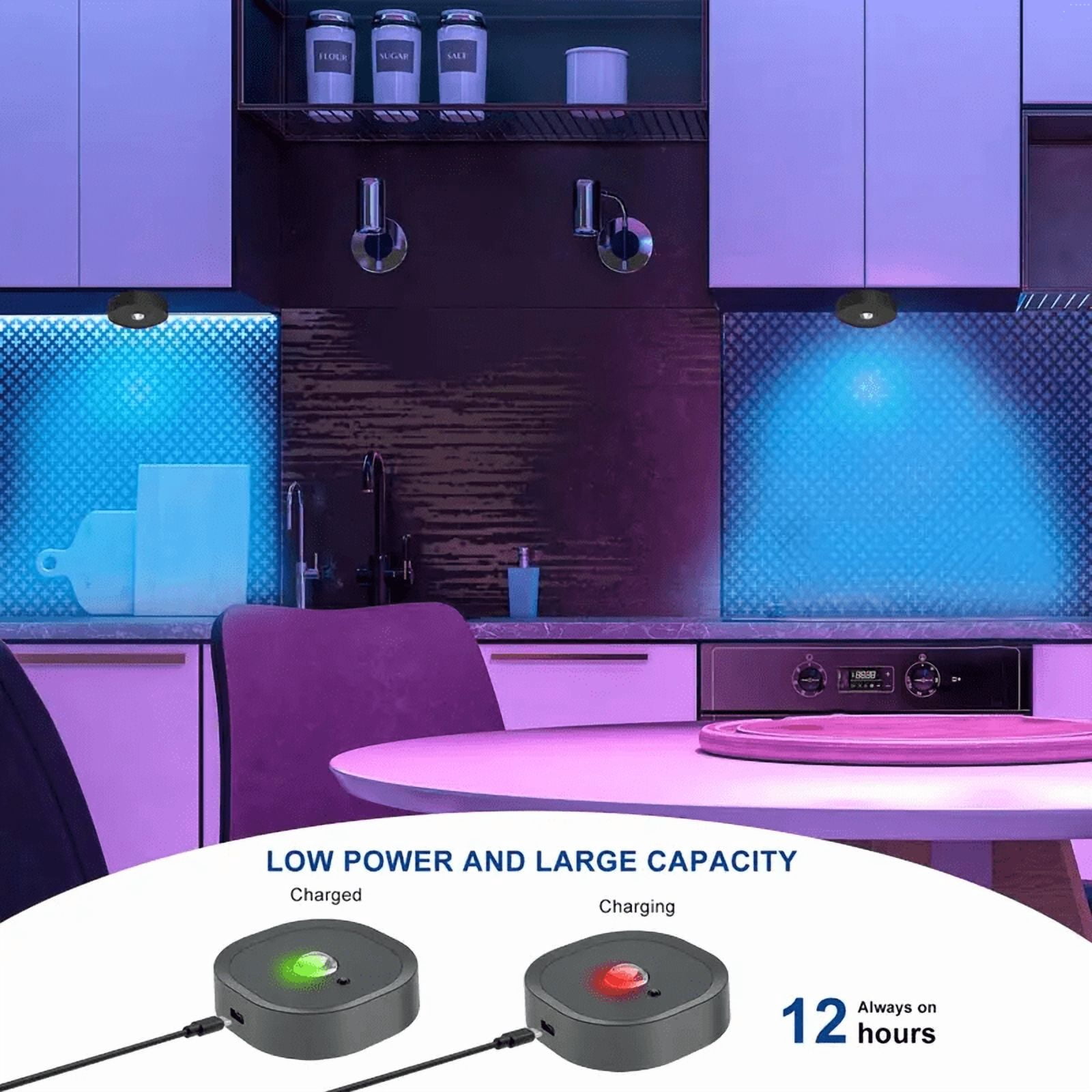 6 under Cabinet Lighting, LED Lights with Remote Control, RGB 13 Color Dimmable, Kitchen Night Light, Battery Powered Light for Kitchen, Wall, Closet, Cabinet, Staircase