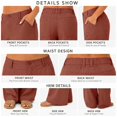 thumbnail image 4 of Women's Linen Wide Leg Pants High Waist Casual Loose Straight Trousers with Pockets Elastic Back Summer Vintage, 4 of 8