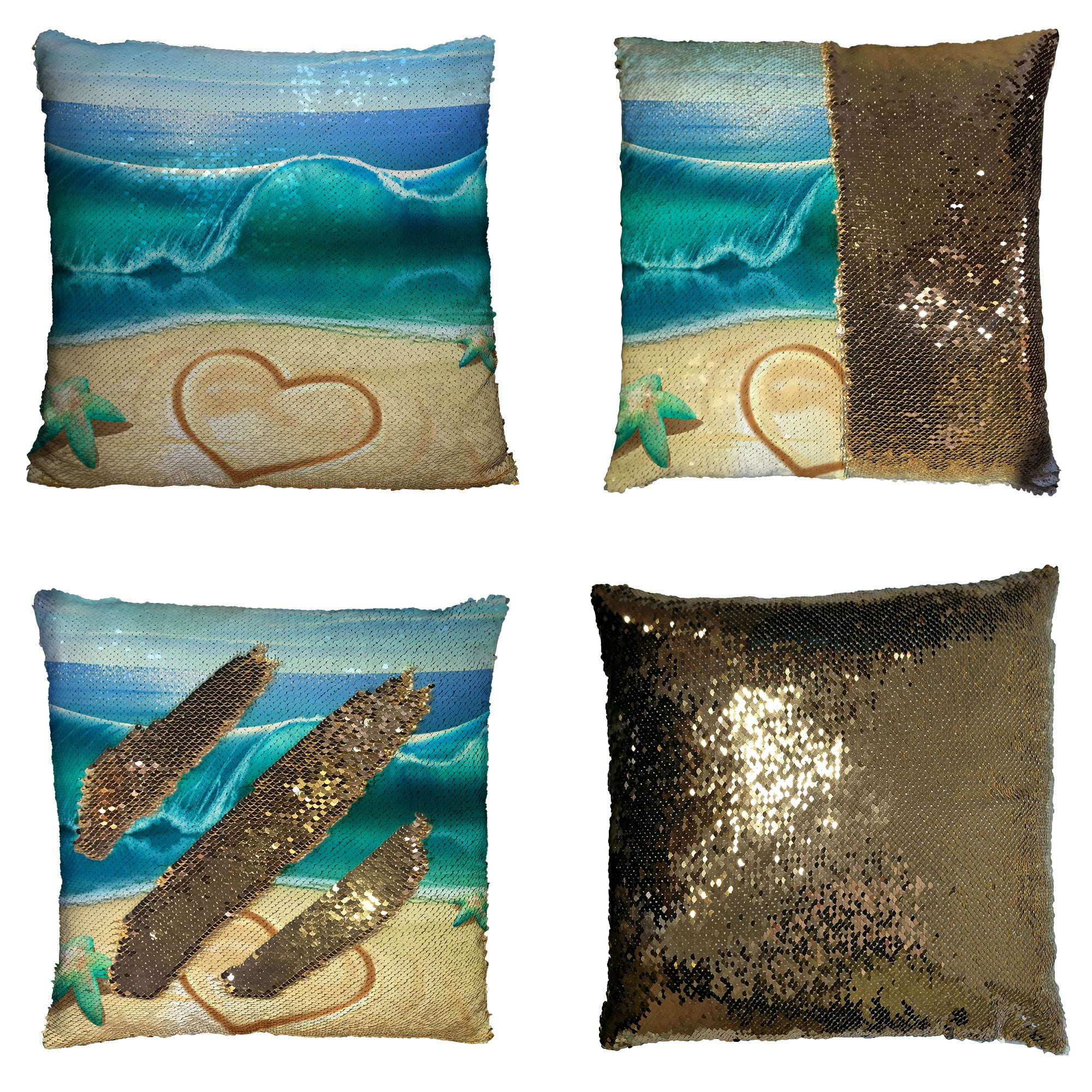 ZKGK Tropical Beach Reversible Mermaid Sequin Pillow Case