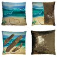 thumbnail image 1 of EREHome Plage Tropicale Réversible Sirène Sequin Taie d'Oreiller 20x20 Pouces, 1 of 3