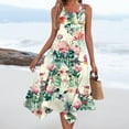 thumbnail image 4 of YDKZYMD Summer Casual Dresses for Women Floral Flowers Wedding Maxi Beach Boho Tank Dresses Hem Sundress Petite Sleeveless Midi Dress with Pockets Green XXL, 4 of 7