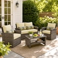 thumbnail image 4 of Aoodor 24'' x 24'' Outdoor & Indoor Deep Seat Cushion Set, furniture pillows and cushions, Olefin Fabric Slipcover and Sponge Foam (Set of 2 Seats, 2 Backs, 2 Lumbar Pillows)-Beige, 4 of 10