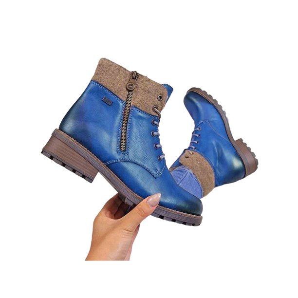 SIMANLAN Women's Hiking Boots Leather Low Heel Lace Up Antislip Work